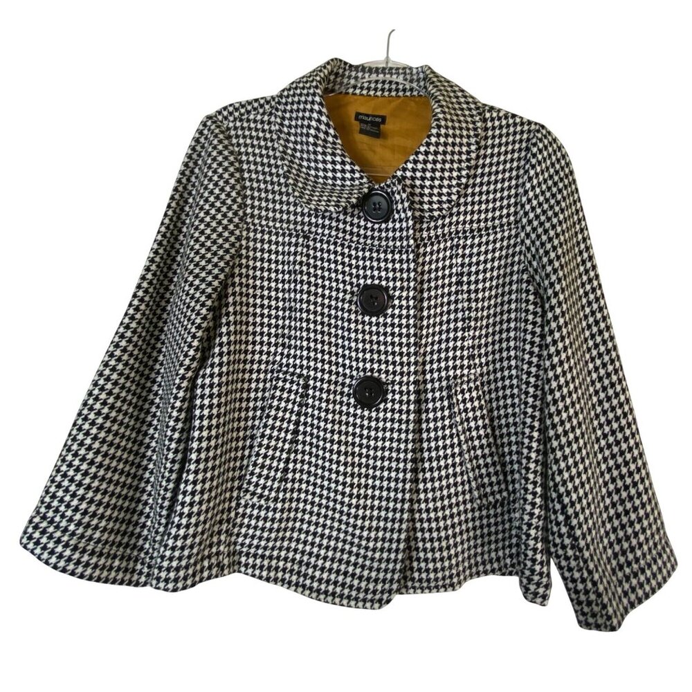 Maurices Medium Houndstooth Wool Blend Blazer Jacket Professional Workwear Retro